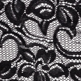 Black Floral Stretch Lace with Scalloped Edges - 6"