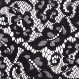Black Floral Scrolls Lace Trim with Eyelash Fringe Edges - 3.5"