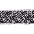 Black Floral Scrolls Lace Trim with Eyelash Fringe Edges - 3.5"