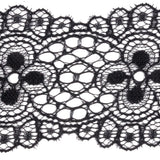 Black Flowers and Medallions Scalloped Lace Trim - 2.5"
