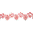 Salmon Pink Geometric Flowers and Medallions Venise Lace Trim - 2"