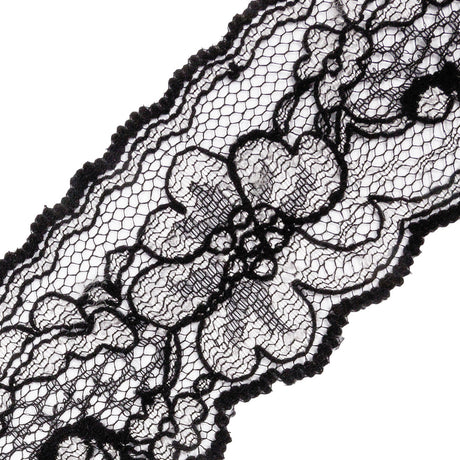 Black and White Floral Re-Embroidered Lace Trim - 1.875"