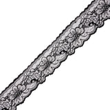 Black and White Floral Re-Embroidered Lace Trim - 1.875"