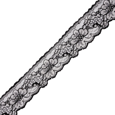 Black and White Floral Re-Embroidered Lace Trim - 1.875"