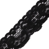 Black Floral Stretch Lace Trim - 1.25"
