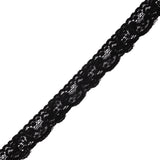 Black Floral Stretch Lace Trim - 1.25"