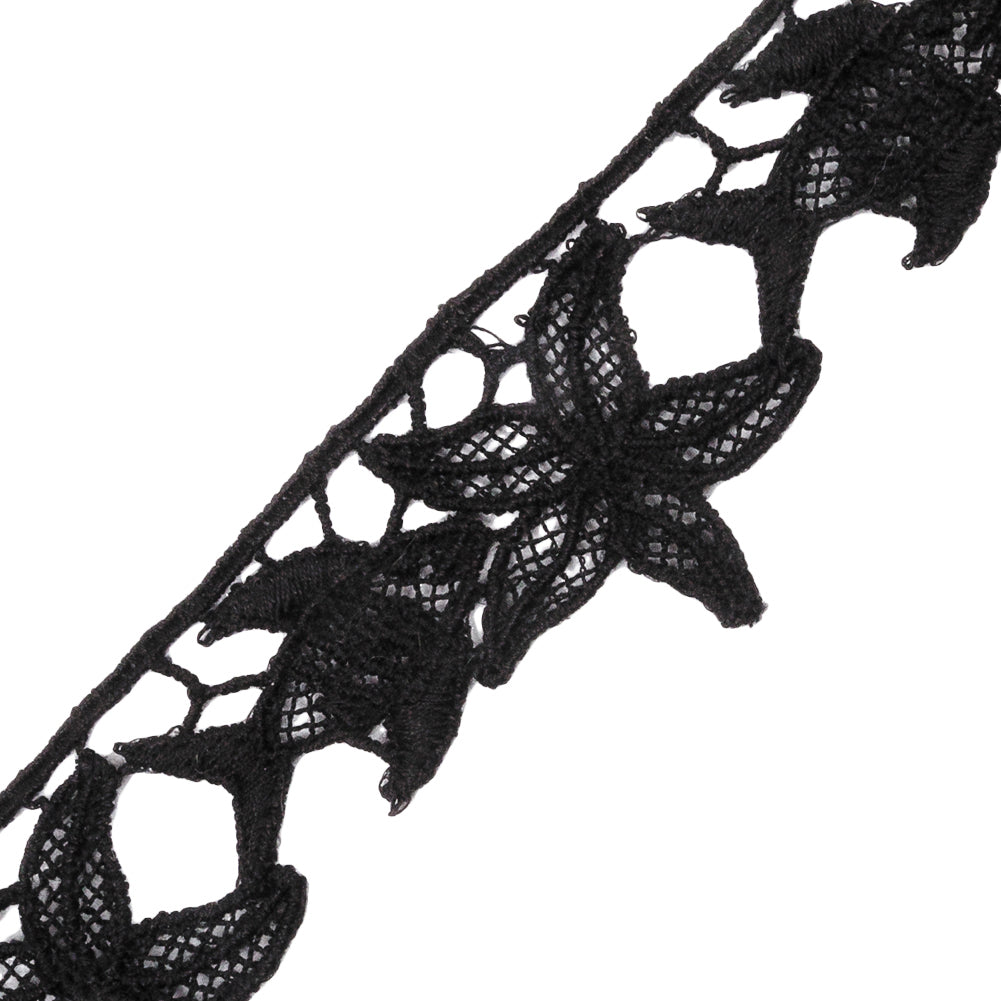 Black Starfish and Minnow Venise Lace Trim - 1.25"