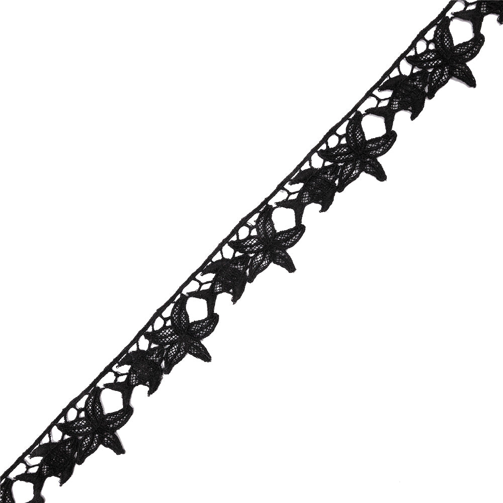 Black Starfish and Minnow Venise Lace Trim - 1.25"
