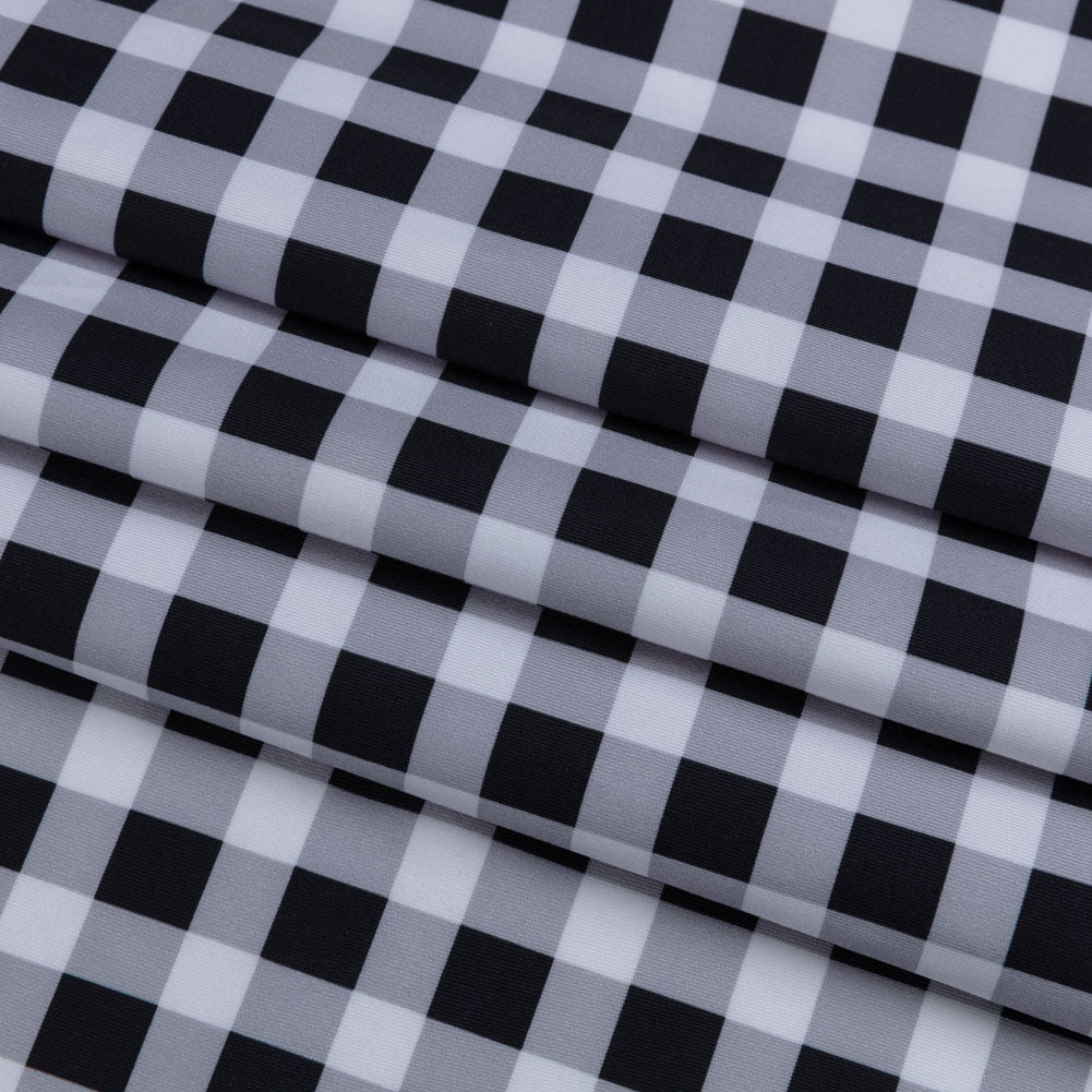 Compression Swimwear Tricot, UV Protective with Aloe Vera Microcapsules - Black and White Checkered - Caye Collection