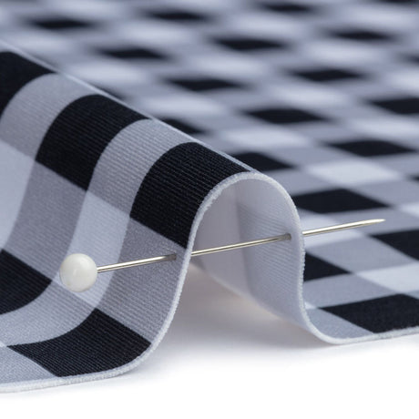 Compression Swimwear Tricot, UV Protective with Aloe Vera Microcapsules - Black and White Checkered - Caye Collection
