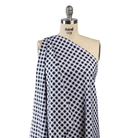 Compression Swimwear Tricot, UV Protective with Aloe Vera Microcapsules - Black and White Checkered - Caye Collection