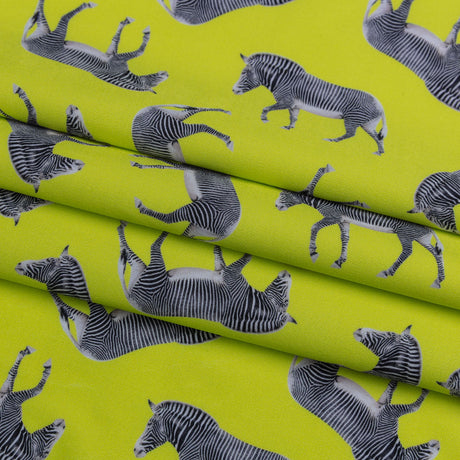 Compression Swimwear Tricot, UV Protective with Aloe Vera Microcapsules - Neon Lemon Zebras - Caye Collection