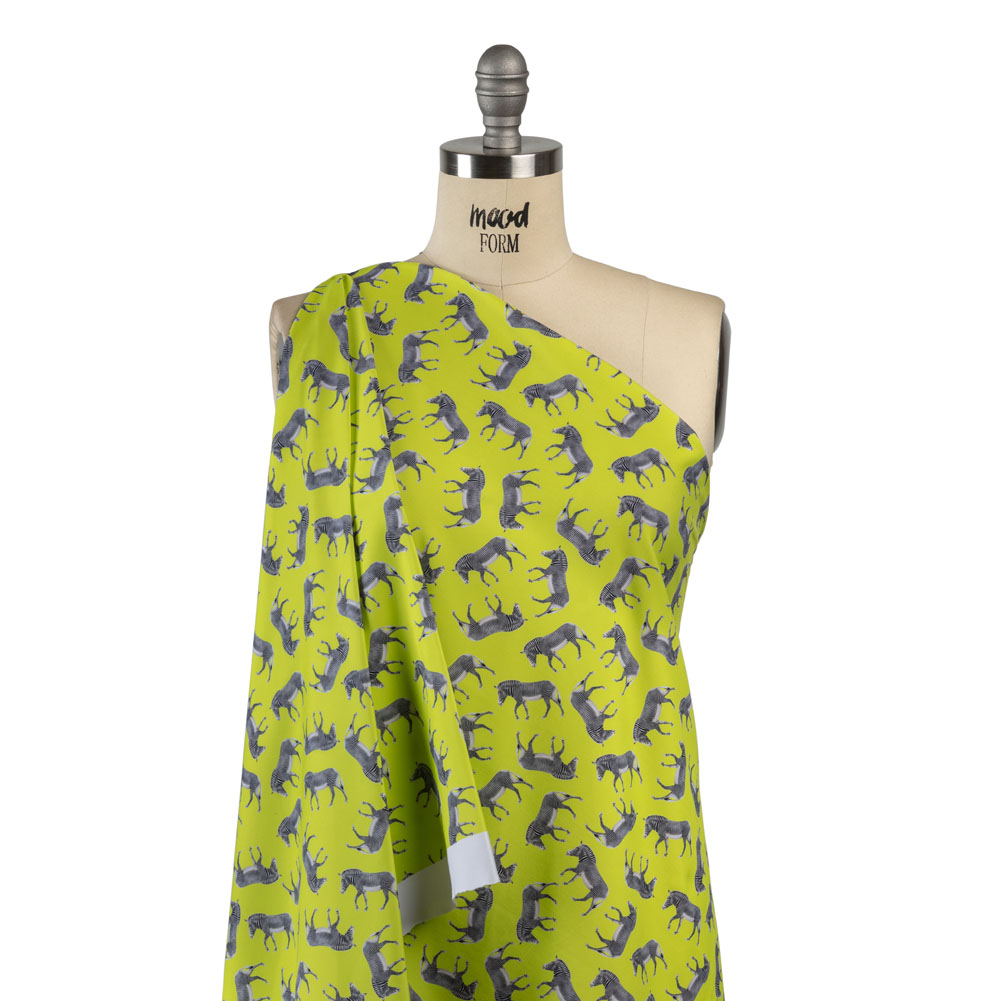 Compression Swimwear Tricot, UV Protective with Aloe Vera Microcapsules - Neon Lemon Zebras - Caye Collection