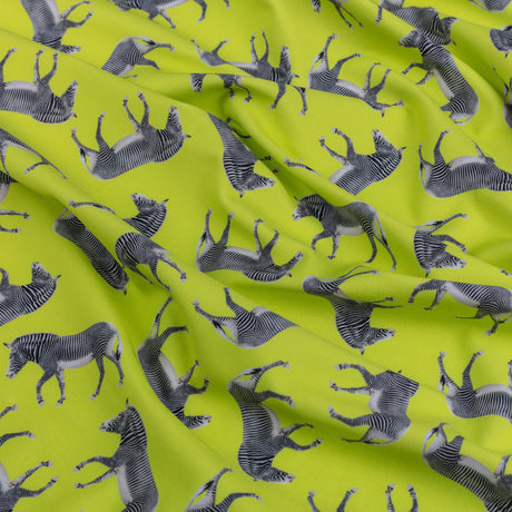 Compression Swimwear Tricot, UV Protective with Aloe Vera Microcapsules - Neon Lemon Zebras - Caye Collection