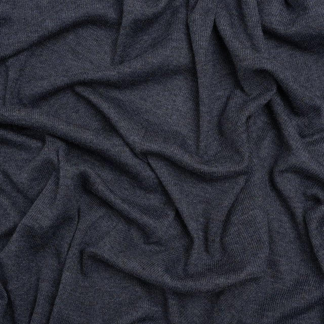 Cotton and Modal 1x1 Rib Knit - Heathered Navy Blue