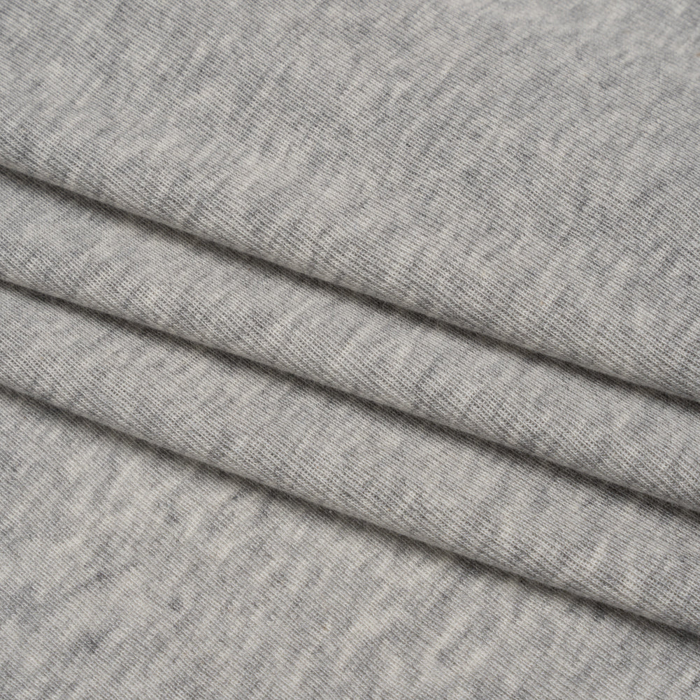 Cotton and Modal 1x1 Rib Knit - Heathered Light Gray