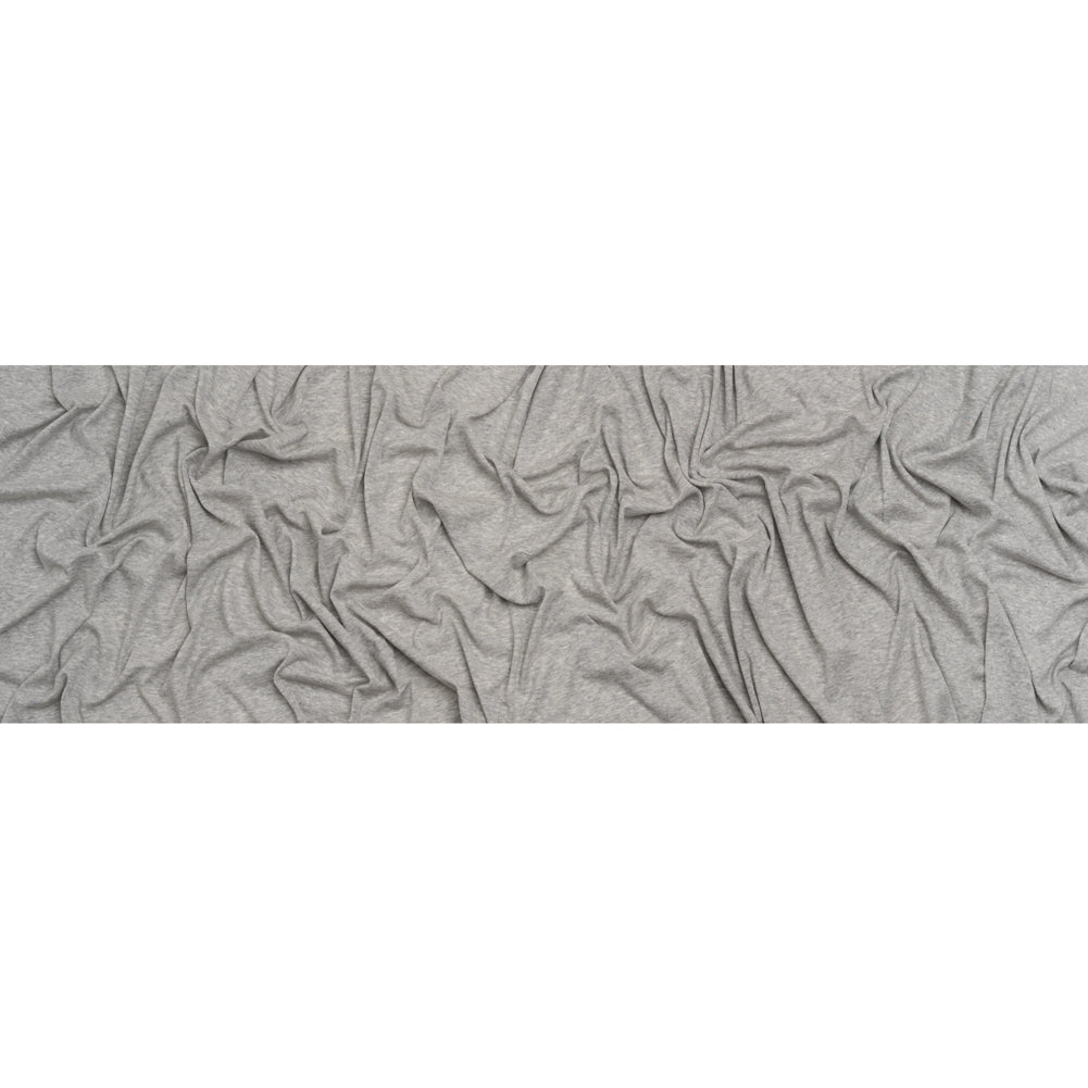 Cotton and Modal 1x1 Rib Knit - Heathered Light Gray