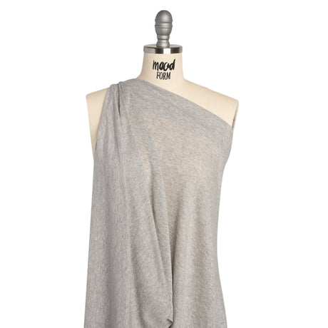 Cotton and Modal 1x1 Rib Knit - Heathered Light Gray