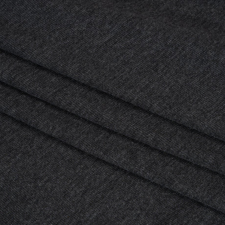 Cotton and Modal 1x1 Rib Knit - Heathered Dark Gray