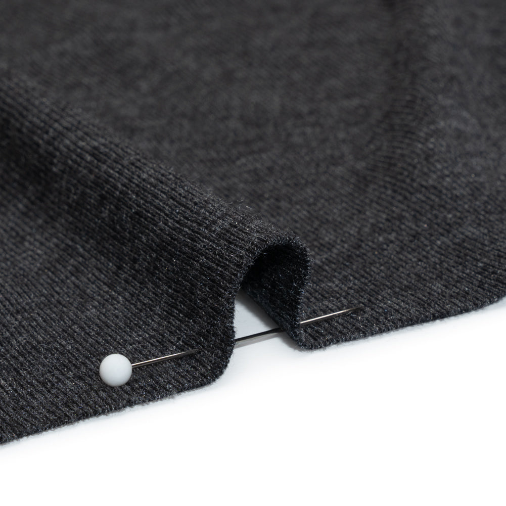 Cotton and Modal 1x1 Rib Knit - Heathered Dark Gray