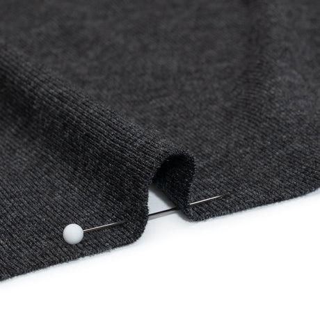 Cotton and Modal 1x1 Rib Knit - Heathered Dark Gray