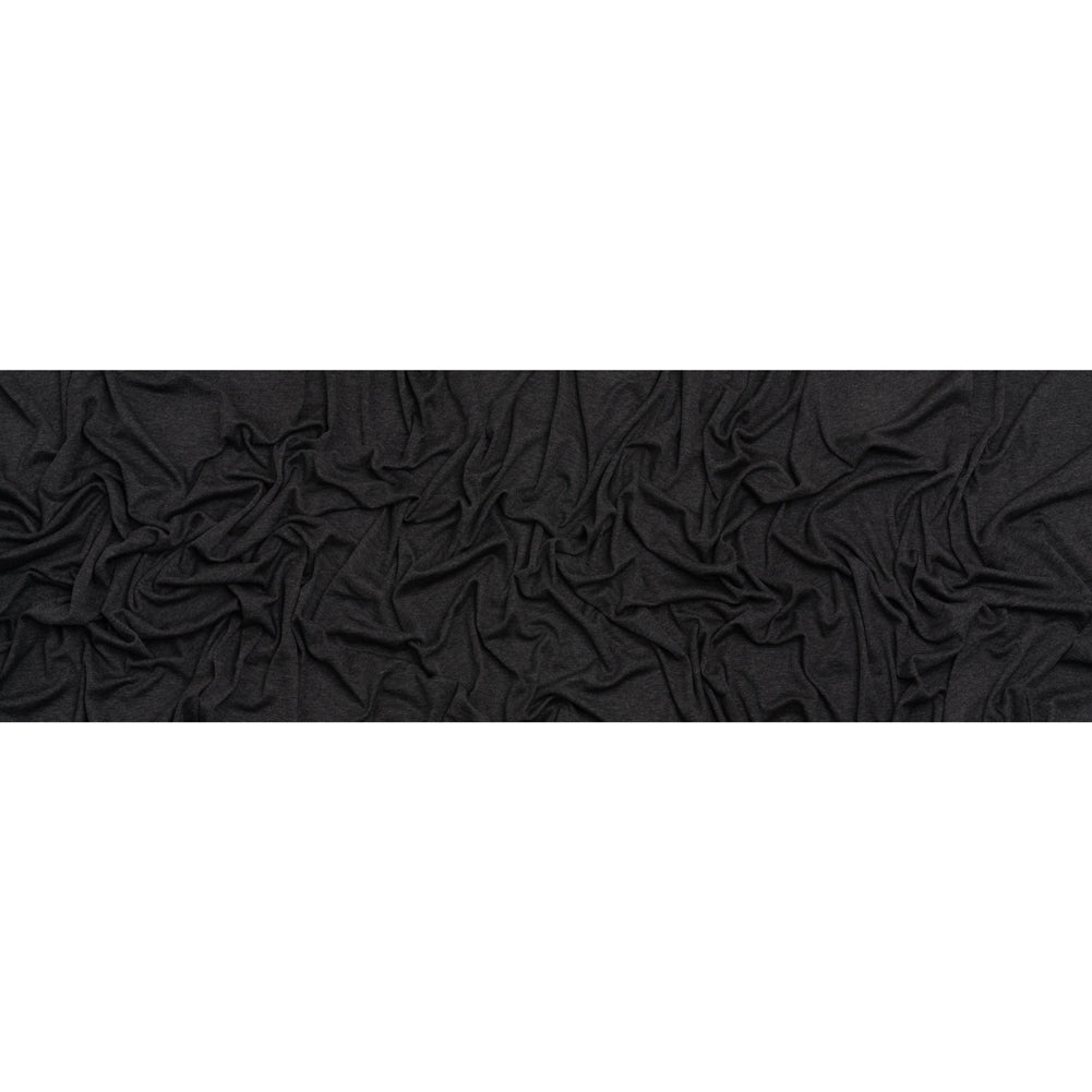 Cotton and Modal 1x1 Rib Knit - Heathered Dark Gray
