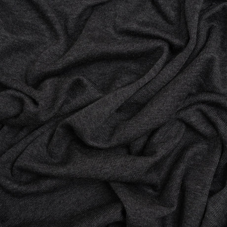 Cotton and Modal 1x1 Rib Knit - Heathered Dark Gray