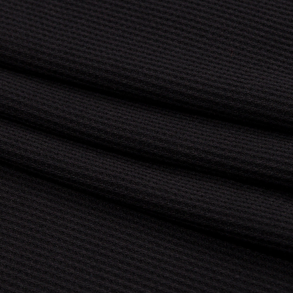 Black Rayon and Polyester Waffle Knit