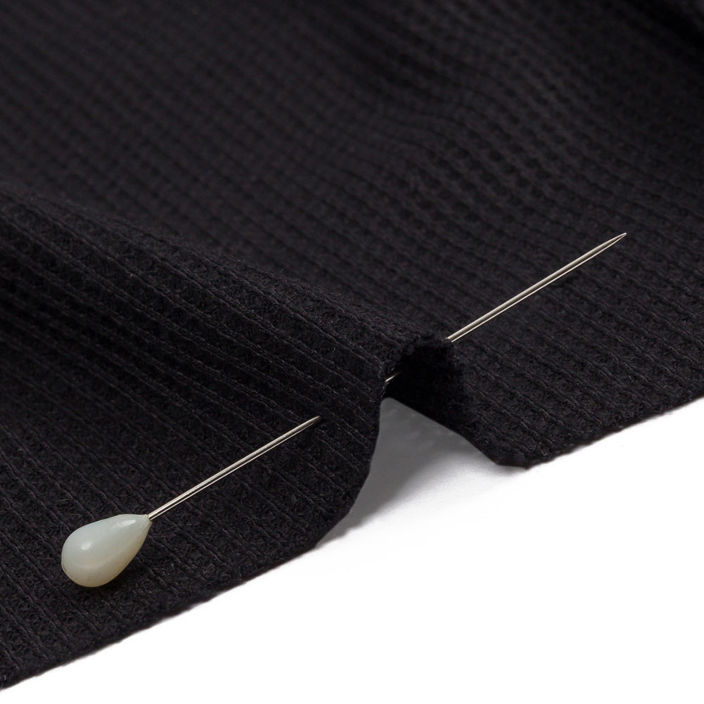Black Rayon and Polyester Waffle Knit