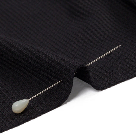 Black Rayon and Polyester Waffle Knit