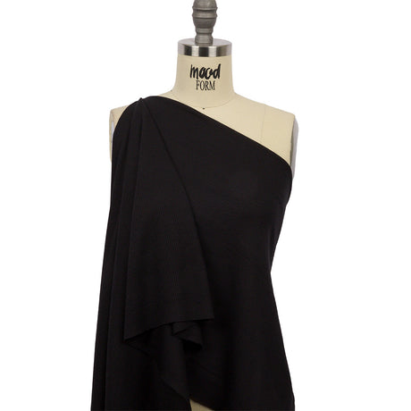 Black Rayon and Polyester Waffle Knit
