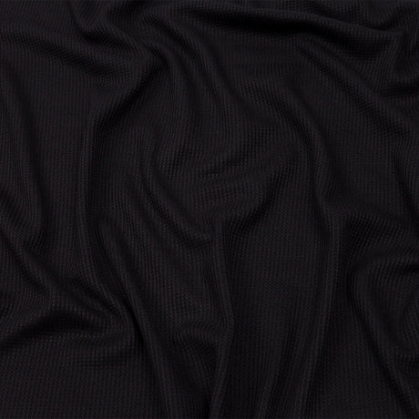 Black Rayon and Polyester Waffle Knit