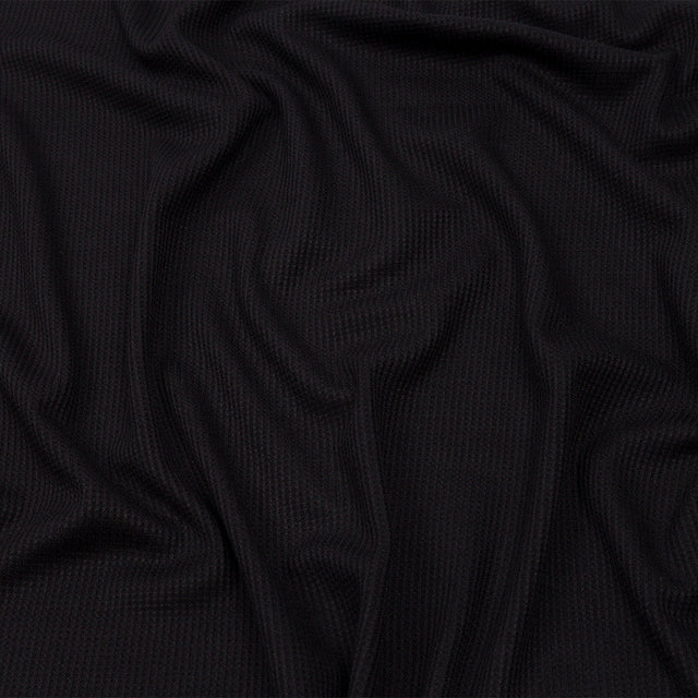 Black Rayon and Polyester Waffle Knit