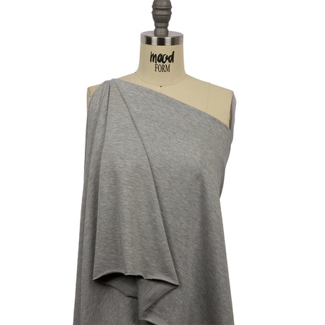 Heathered Light Gray Stretch Rayon French Terry