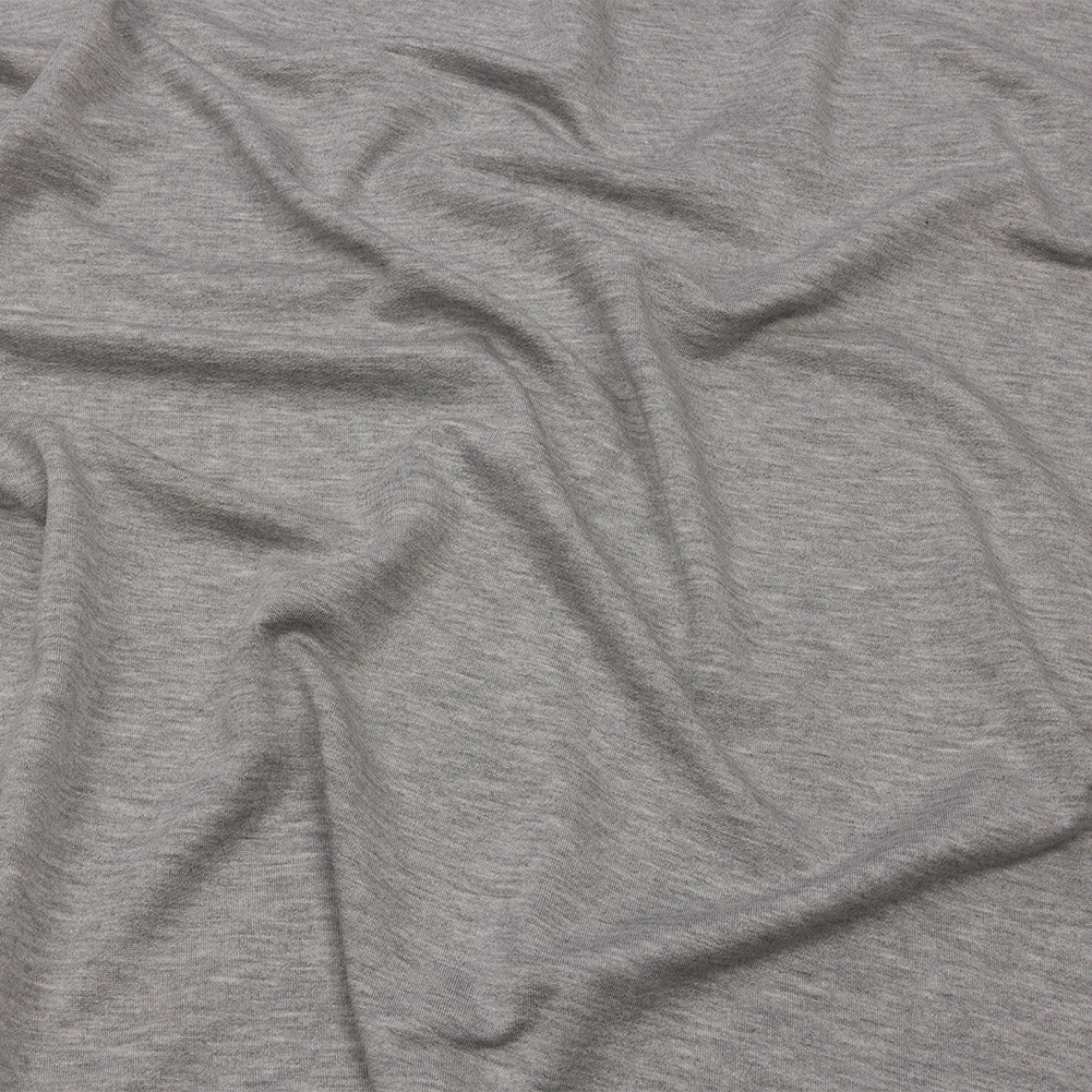 Heathered Light Gray Stretch Rayon French Terry