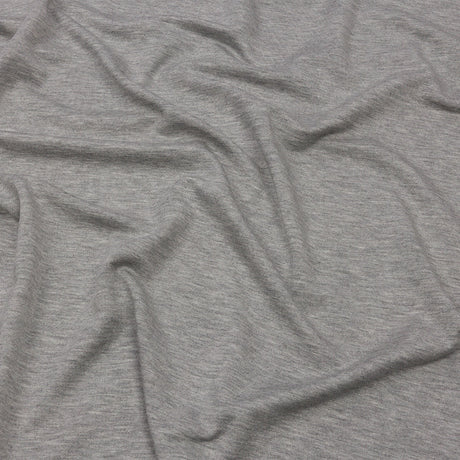 Heathered Light Gray Stretch Rayon French Terry