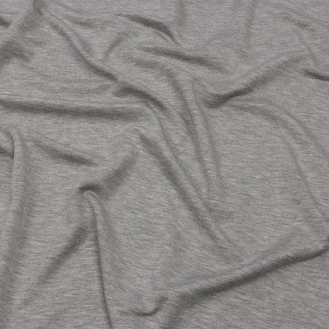 Heathered Light Gray Stretch Rayon French Terry