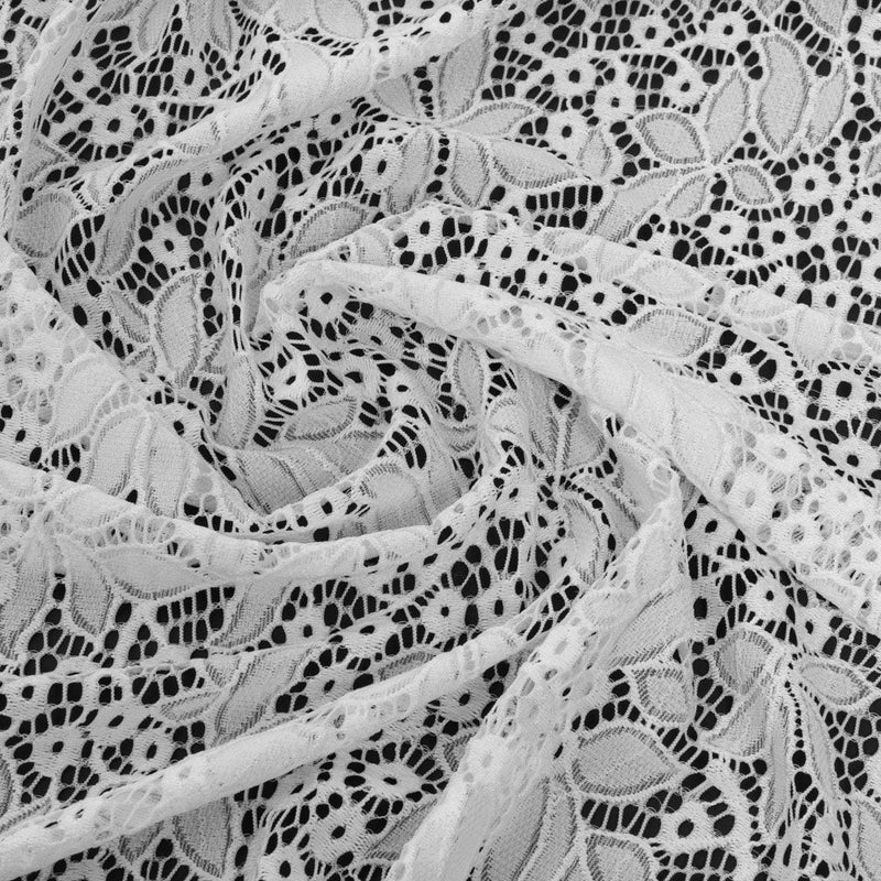 Stretch Lace - White Floral - Katerina Collection