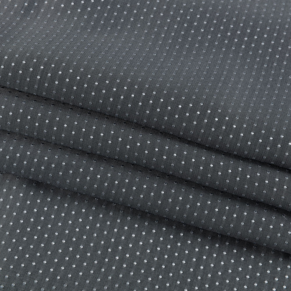 Joseph Abboud Silver and Gray Spots Viscose and Polyester Dobby