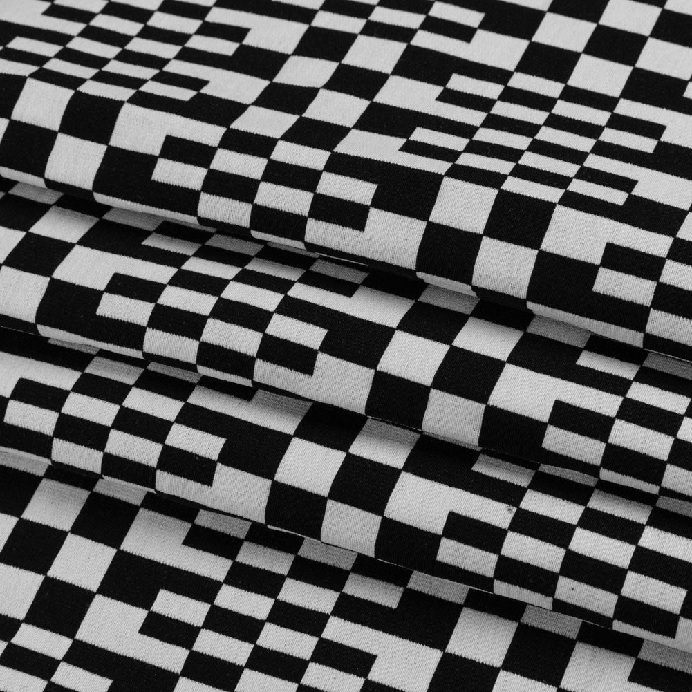 Trina Turk Black and White Geometric Stretch Cotton Double Cloth
