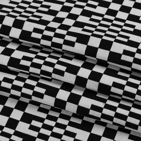 Trina Turk Black and White Geometric Stretch Cotton Double Cloth