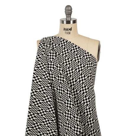 Trina Turk Black and White Geometric Stretch Cotton Double Cloth
