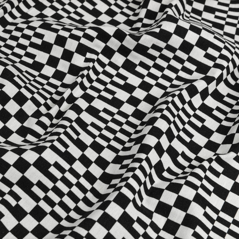 Trina Turk Black and White Geometric Stretch Cotton Double Cloth
