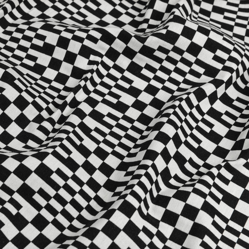 Trina Turk Black and White Geometric Stretch Cotton Double Cloth