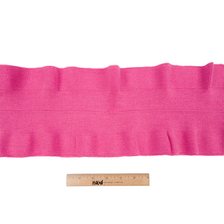 Bubblegum Pink Ruffled Foldover Rib Knit Trim - 37" x 6.5"
