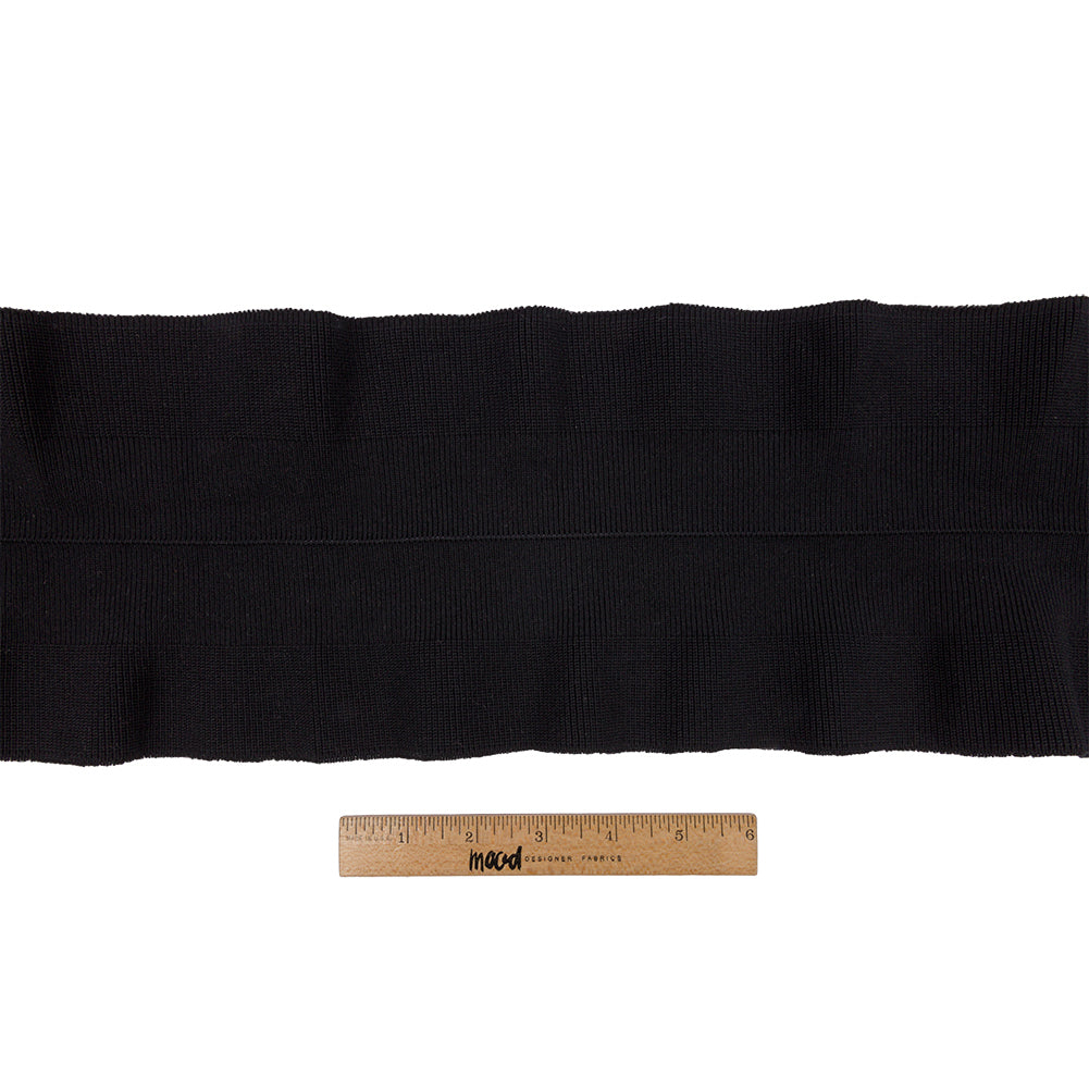 Black Ruffled Foldover Rib Knit Trim - 39" x 6"