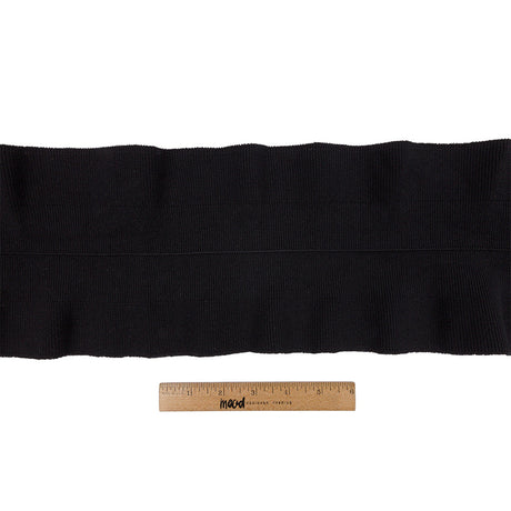 Black Ruffled Foldover Rib Knit Trim - 39" x 6"