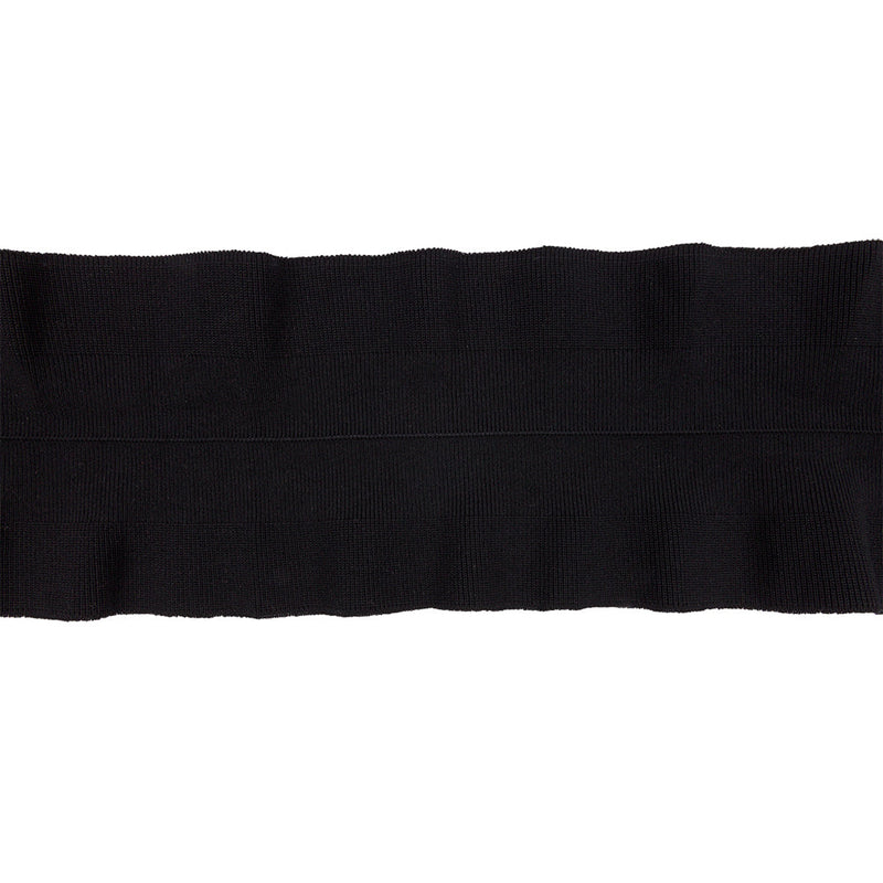 Black Ruffled Foldover Rib Knit Trim - 39" x 6"