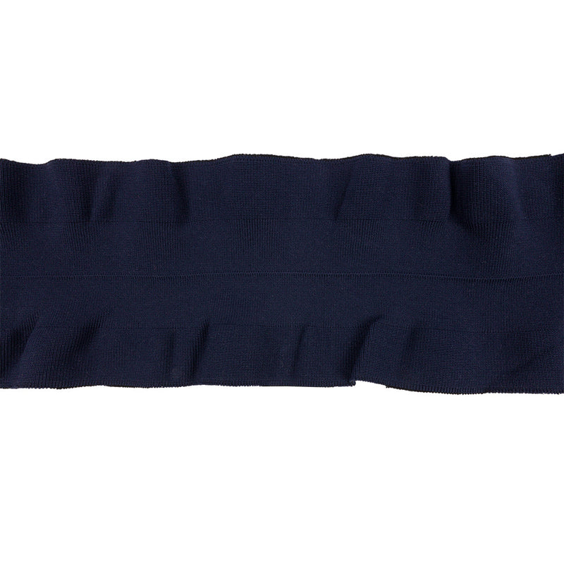 Navy Ruffled Foldover Rib Knit Trim - 39" x 6"