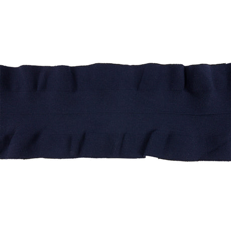 Navy Ruffled Foldover Rib Knit Trim - 39" x 6"